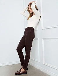 High-Rise Slim-Fit Cuffed Ankle Twill Pants by Charlie B