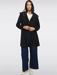 Chic Black Floral Jacquard Long Draped Cardigan with Cascade Collar by Perle