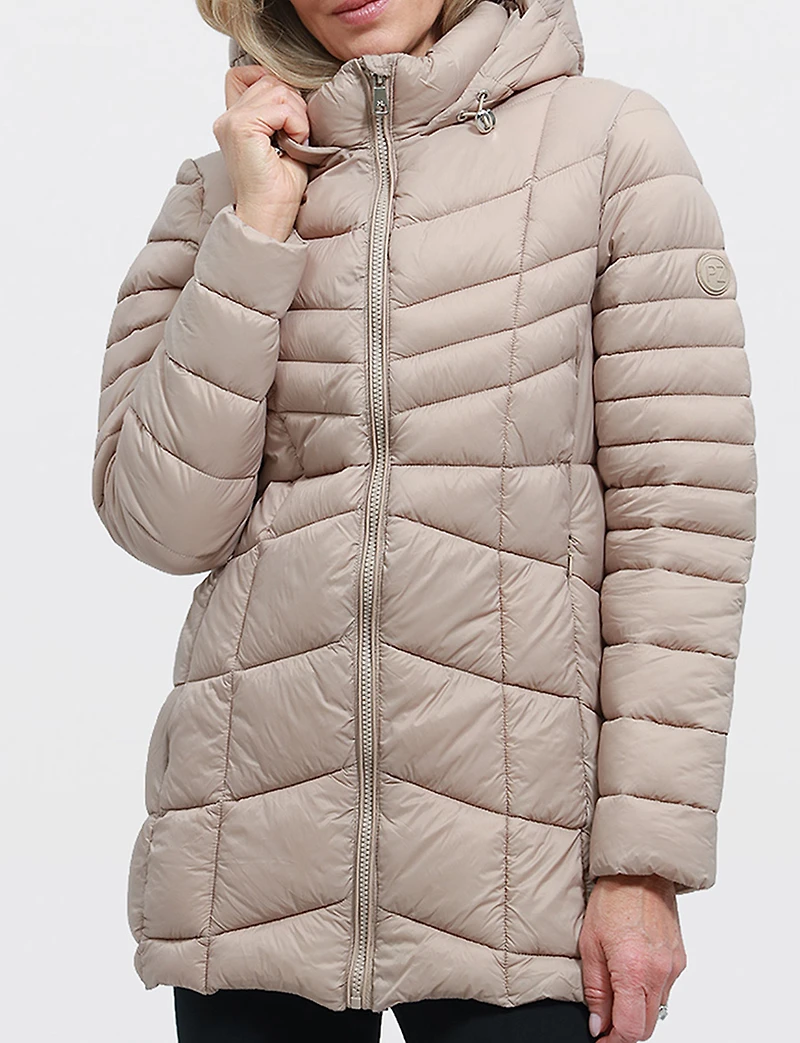 Vegan Ultra-Lightweight Active Sporty Hooded Quilted Puffer Jacket by Point Zero