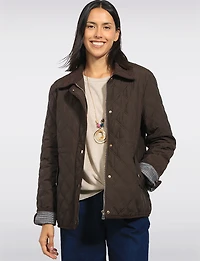 Regular Straight Fit Quilted Parka Jacket with Adjustable Drawstring Waist
