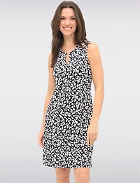 Elegant Printed Sleeveless Mid-Dress with Keyhole Neckline by Amani Couture
