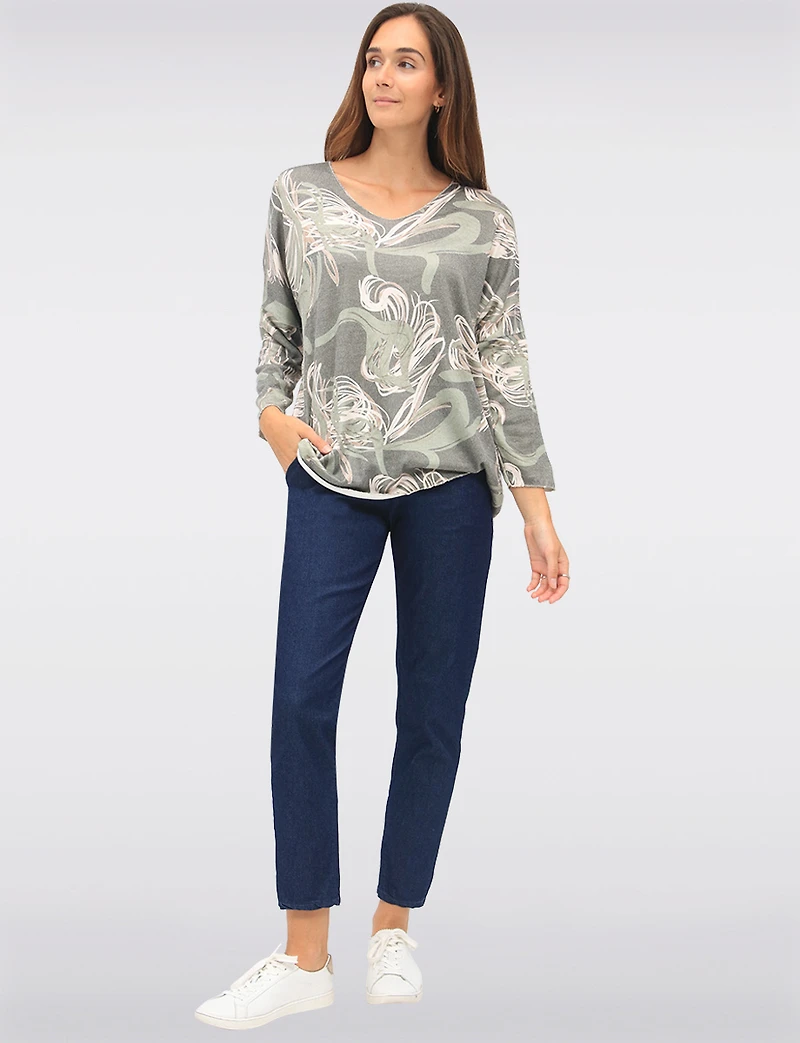 Slim-Fit Cotton Stretch Denim Pull-On Pants with Removable Belt by Froccella