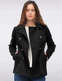 Double-Breasted Twill Short Classic Peacoat by Only