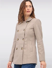 Double-Breasted Twill Short Classic Peacoat by Only