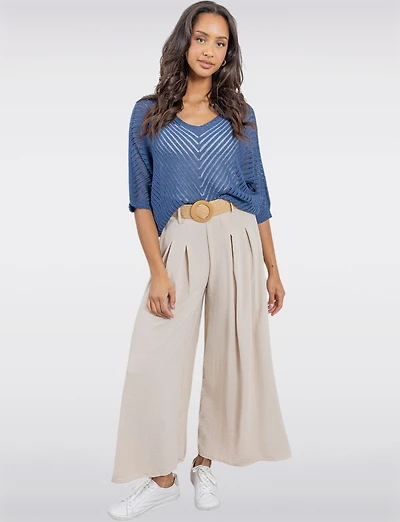 Stylish Crochet Knit Top 3/4 Dolman Sleeves With Scoop Neck by Froccella