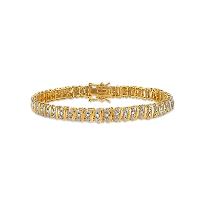 1/2 CTW Natural Diamond 7.5-inch Tennis Bracelet in Gold Plated Sterling Silver