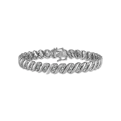 1/4 CTW Natural Diamond Tennis Bracelet in Sterling Silver