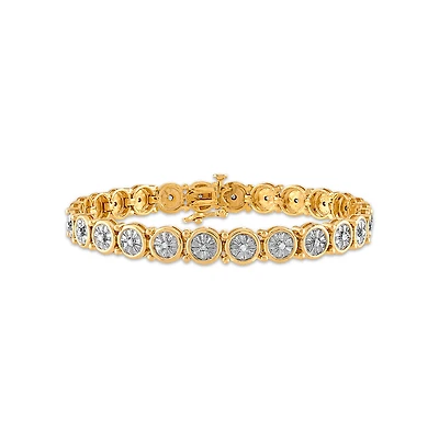 1/4 CTW Natural Diamond 7-inch Bracelet in Gold Plated Sterling Silver