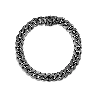 1/5 CTW Natural Diamond 8.5-inch Curb Bracelet in Black Rhodium Plated Sterling Silver