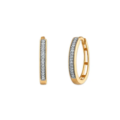 1/10 CTW Natural Diamond Hoop Earrings in 10KT Yellow Gold