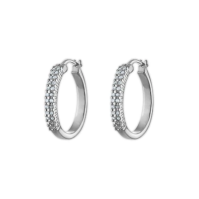 1/5 CTW Natural Diamond Hoop Earrings in Sterling Silver