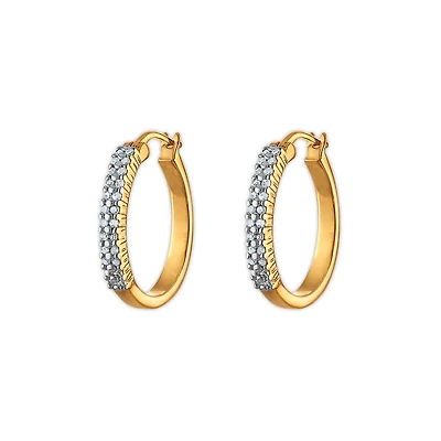 1/5 CTW Natural Diamond Hoop Earrings in Gold Plated Sterling Silver