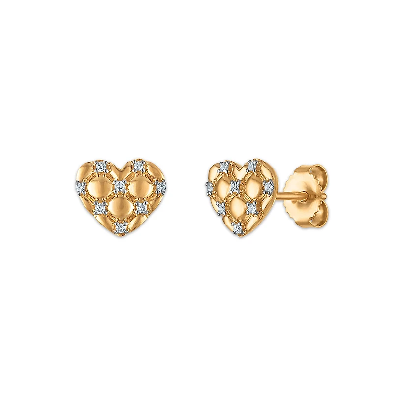 Natural Diamond Accent Heart Earrings in 10KT Yellow Gold