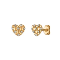Natural Diamond Accent Heart Earrings in 10KT Yellow Gold