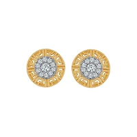 Natural Diamond Accent Greek Key Earrings in 10KT Yellow Gold