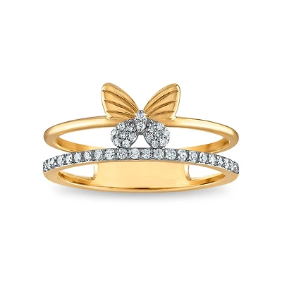 1/7 CTW Natural Diamond Butterfly Ring in 10KT Yellow Gold