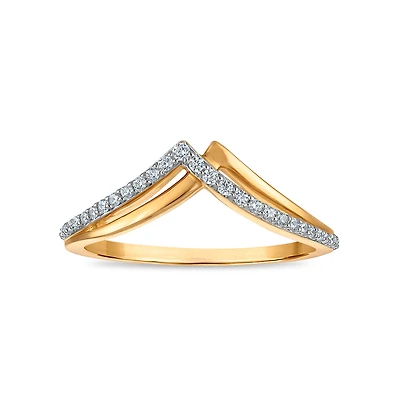 1/8 CTW Natural Diamond Double Chevron Fashion Ring in 10KT Yellow Gold
