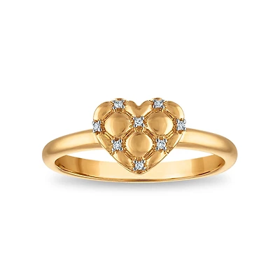 Natural Diamond Accent Heart Ring in 10KT Yellow Gold