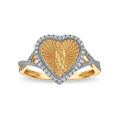 1/10 CTW Natural Diamond Guadalupe Ring in 10KT Yellow Gold
