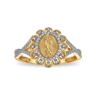 1/10 CTW Natural Diamond Guadalupe Ring in 10KT Yellow Gold