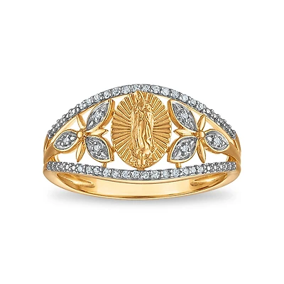 1/10 CTW Natural Diamond Guadalupe Ring in 10KT Yellow Gold