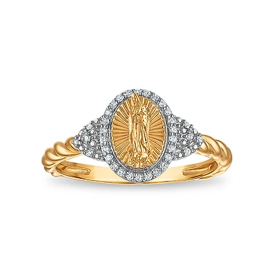 1/10 CTW Natural Diamond Guadalupe Ring in 10KT Yellow Gold