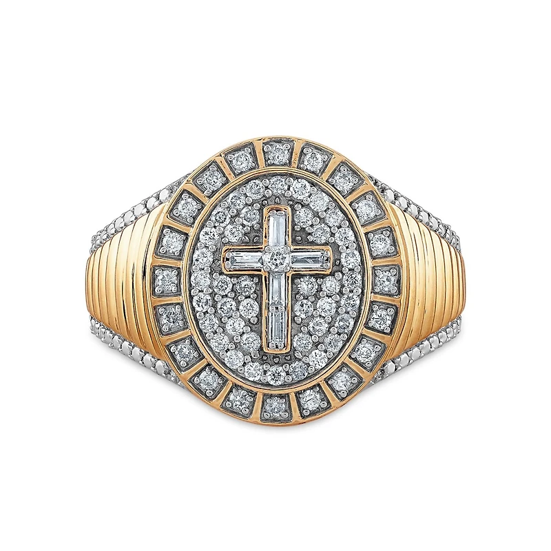 Titán by Adrian Gonzalez 10KT Yellow Gold 1/2 CTW Natural Diamond Cross Ring