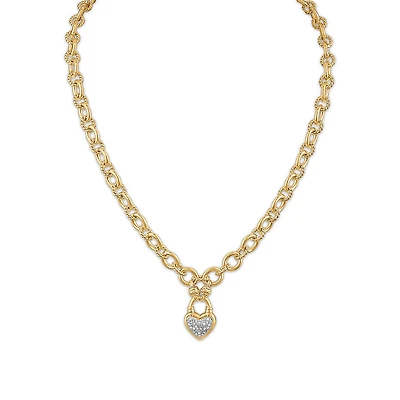 Gold Plated Sterling Silver Toggle Natural Diamond Heart Necklace