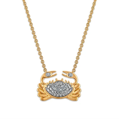 Diamond Accent Crab Necklace in Gold Plated Sterling Silver