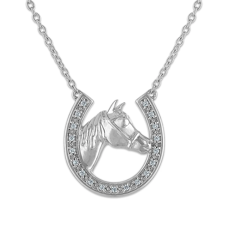 Natural Diamond 16-inch Horseshoe Necklace in Sterling Silver