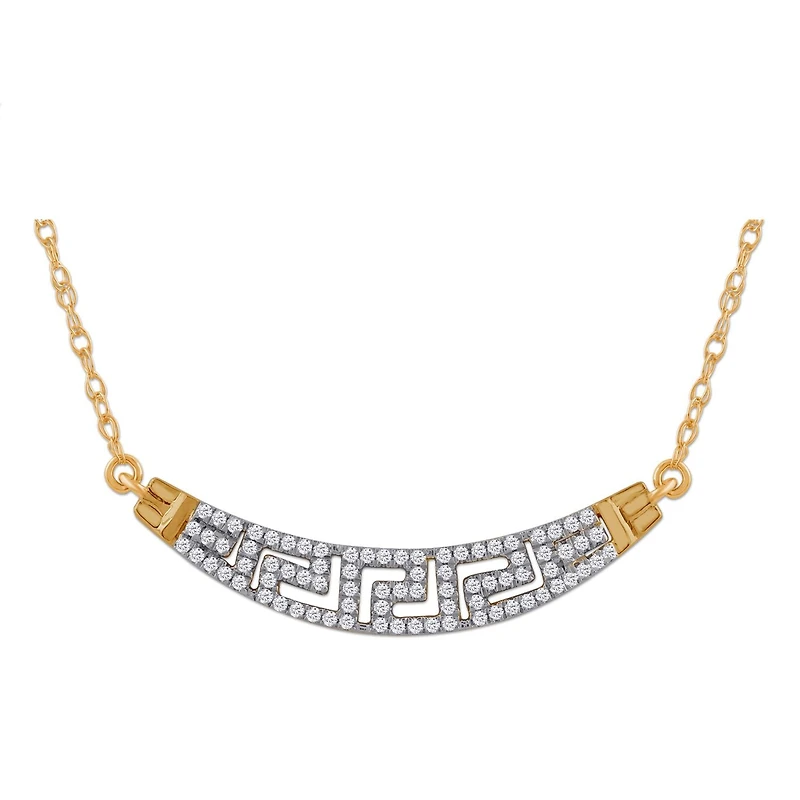 1/4 CTW Natural Diamond 18-inch Greek Key Necklace in 10KT Yellow Gold
