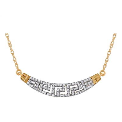 1/4 CTW Natural Diamond 18-inch Greek Key Necklace in 10KT Yellow Gold