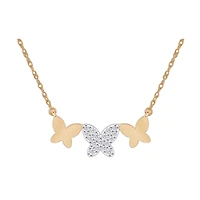 Diamond Accent Butterfly Necklace in Gold Plated Sterling Silver