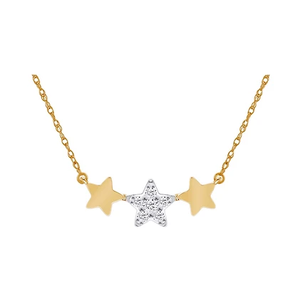 Diamond Accent Stars Necklace in Gold Plated Sterling Silver