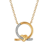 Diamond Accent Love Knot Circle Necklace in Gold Plated Sterling Silver