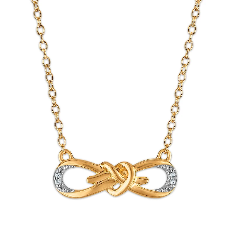Diamond Accent Infinity Love Knot Necklace in Gold Plated Sterling Silver