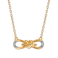 Diamond Accent Infinity Love Knot Necklace in Gold Plated Sterling Silver