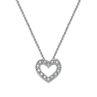 1/10 CTW Natural Diamond Heart 18-inch Pendant in Rhodium Plated Sterling Silver