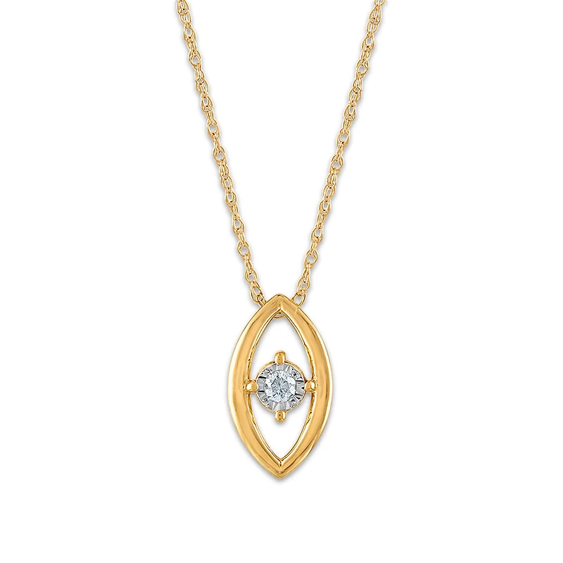 Natural Diamond Accent 18-inch Pendant in 10KT Yellow Gold
