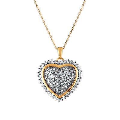 1 CTW Natural Diamond Heart 18-inch Pendant in Yellow Gold Plated Sterling Silver