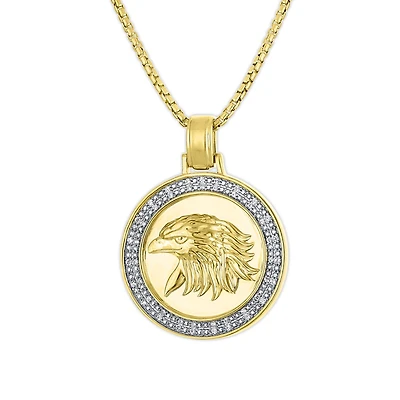1/4 CTW Natural Diamond 22-inch Eagle Pendant in Gold Plated Sterling Silver