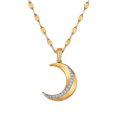 Natural Diamond 18-inch Moon Pendant in 10KT Yellow Gold