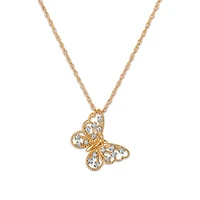 Natural Diamond Accent 18-inch Butterfly Pendant in 10KT Yellow Gold