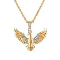 1/10 CTW Natural Diamond 22-inch Eagle Pendant in Gold Plated Sterling Silver