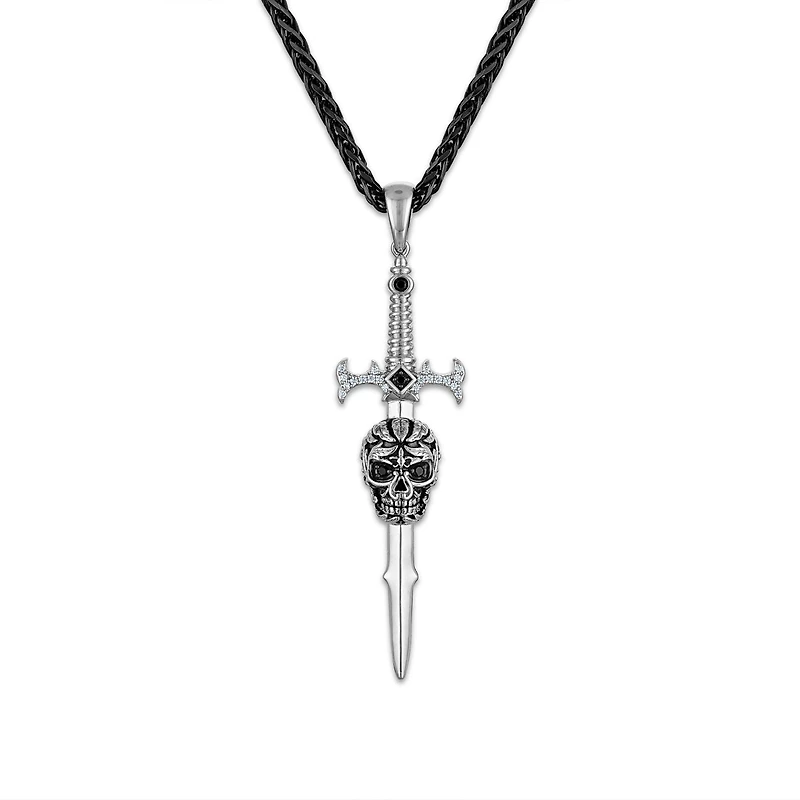 Serpents and Saints Natural Diamond Accent 22-inch Pendant in Sterling Silver