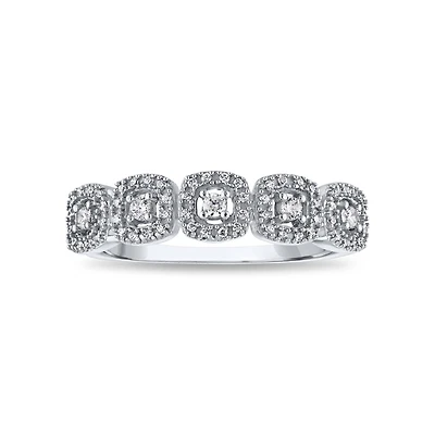 1/4 CTW Natural Diamond Halo Anniversary Ring in 10KT White Gold