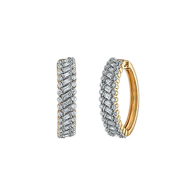 EcoLove 1 CTW Lab Grown Diamond Hoop Earrings in Gold Plated Sterling Silver