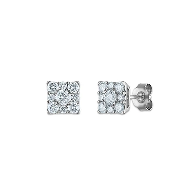 EcoLove 1 CTW Lab Grown Diamond Square Stud Earrings in Sterling Silver