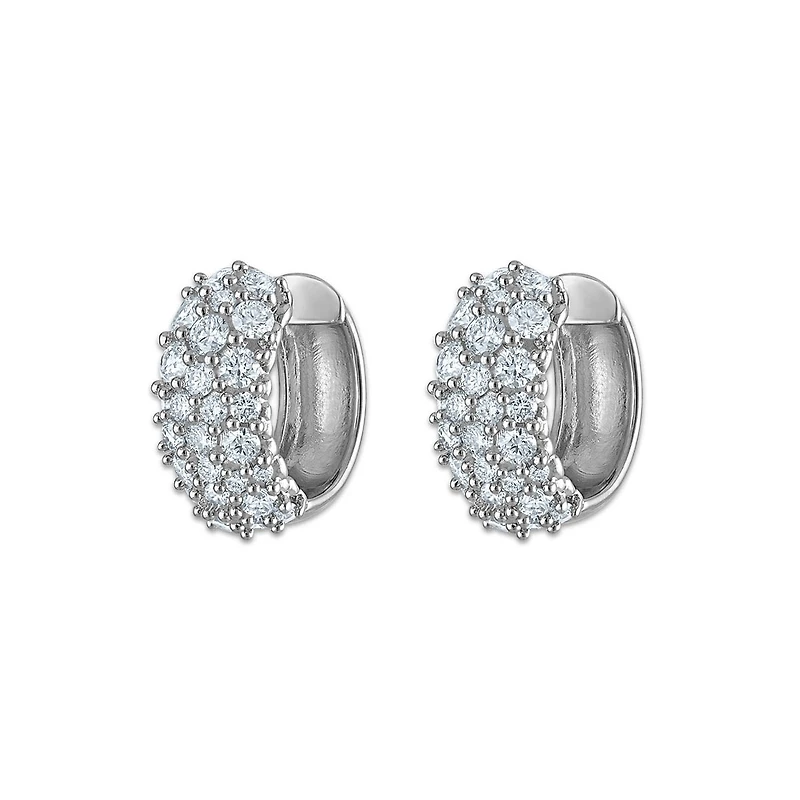 EcoLove 2 CTW Diamond Pave Hoop Earrings in Sterling Silver