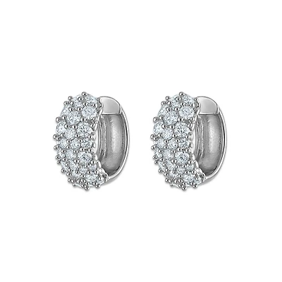 EcoLove 2 CTW Diamond Pave Hoop Earrings in Sterling Silver